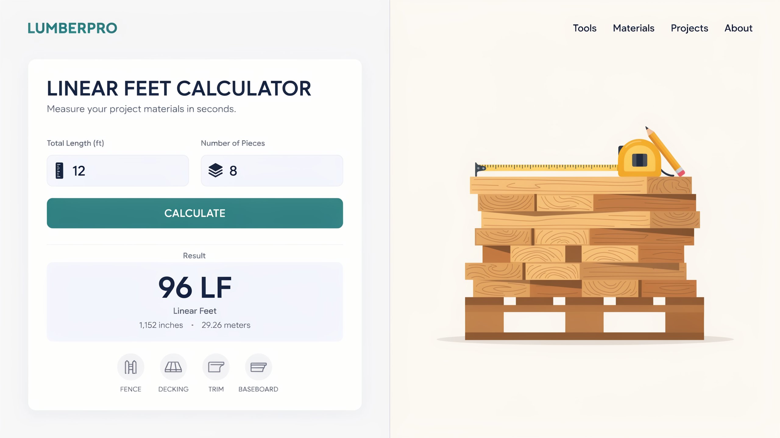 linear feet calculator